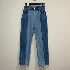 PacSun High Rise Straight Leg Two Tone Light Wash Jeans Size 25